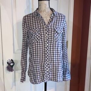 C & C California Womens Collared Button Down Plaid Long Sleeve Shirt S